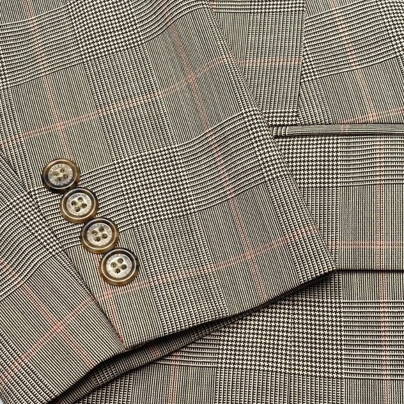 NEW LAUREN RALPH LAUREN Glen Check Double-Breasted Blazer Size 16W Tan/Pink - Picture 2 of 9